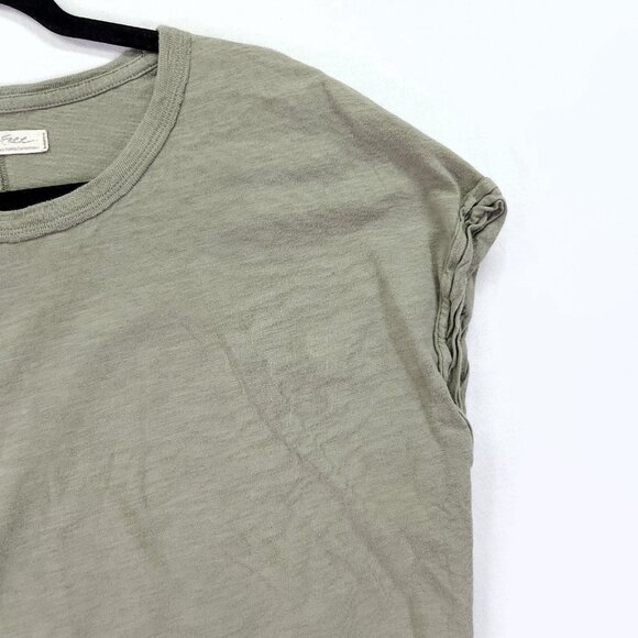 Free People Boxy Tee Small You Rock Relaxed Boho Casual Cropped Green - Picture 6 of 13